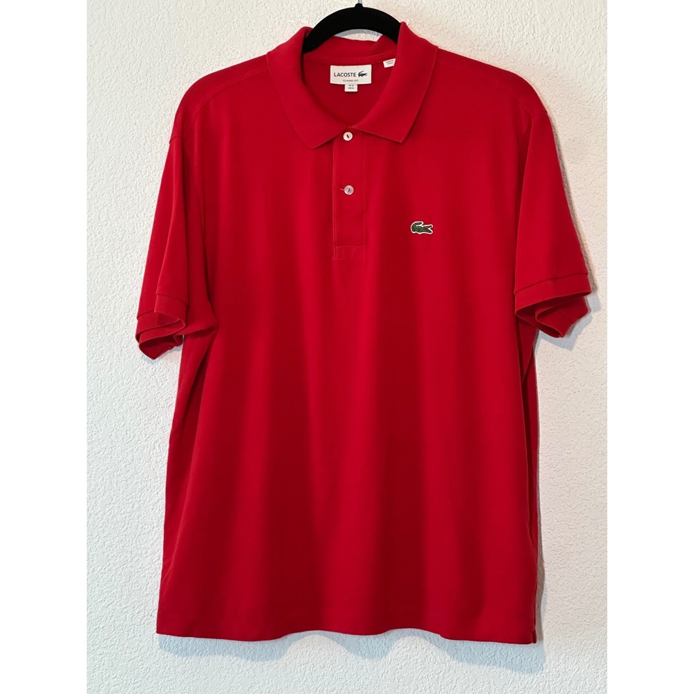 Lacoste Mens Classic Fit Red Cotton Pique Polo Shirt XL FR 6 FA13487/02